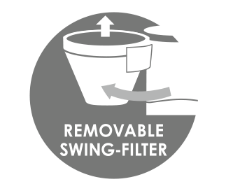 Removable swivel filter with drip stop